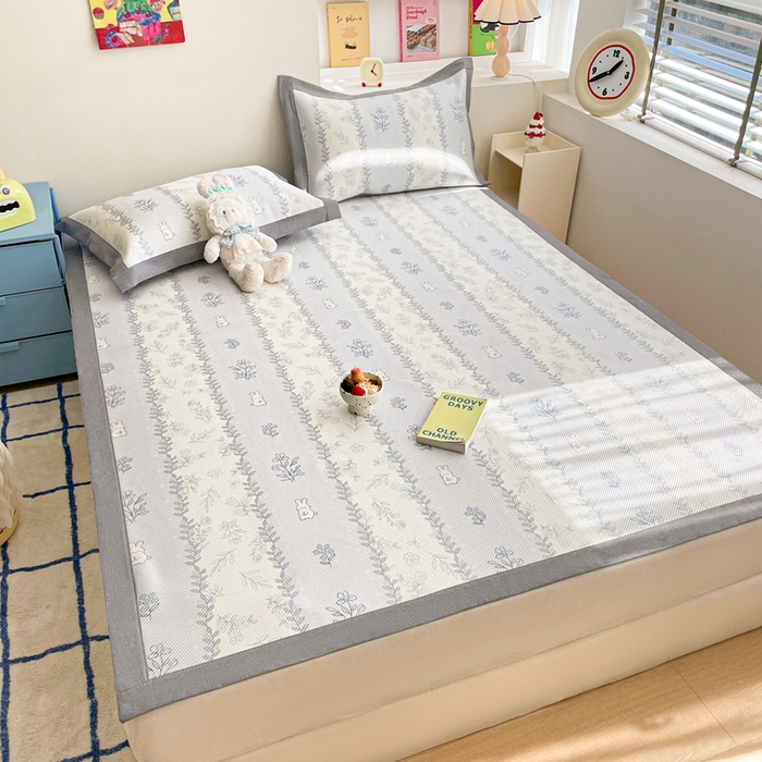 91家纺网 家纺一手货源 找家纺 川悦生活 2026新款时尚数码印花冰藤席 小兔叶香