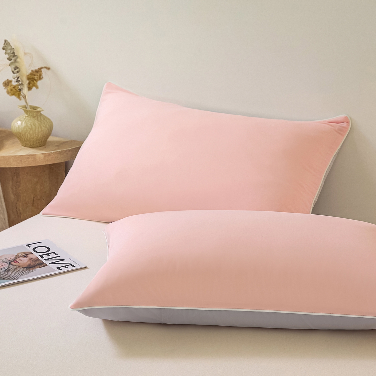 91家纺网 家纺一手货源 找家纺 寐眠 2026新款凉感纯色双拼夏被夏凉被空调被-风格二 桃桃凉夏