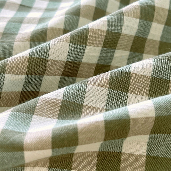 91家纺网 家纺一手货源 找家纺 春皖家纺 2026春夏新款全棉纯棉水洗棉四件套 素雅-绿格