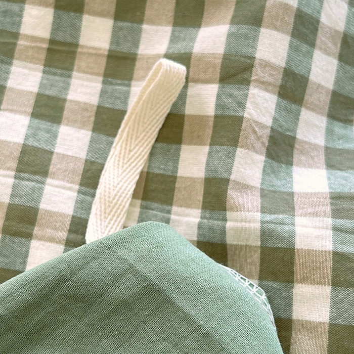 91家纺网 家纺一手货源 找家纺 春皖家纺 2026春夏新款全棉纯棉水洗棉四件套 素雅-绿格