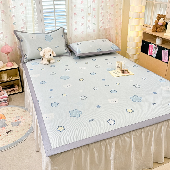 91家纺网 家纺一手货源 找家纺 川悦生活 2026新款时尚数码印花冰藤席 星塔小熊