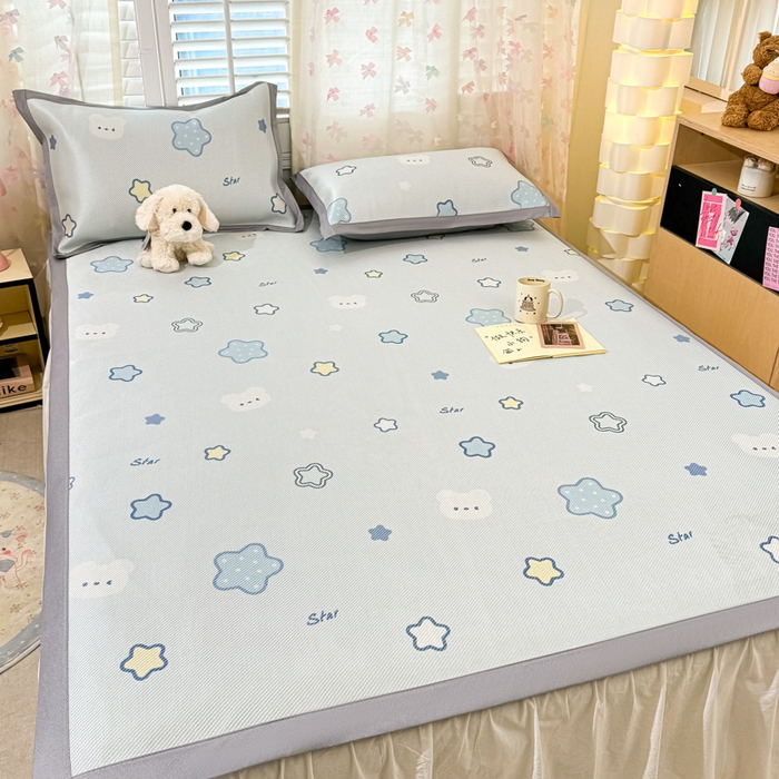 91家纺网 家纺一手货源 找家纺 川悦生活 2026新款时尚数码印花冰藤席 星塔小熊