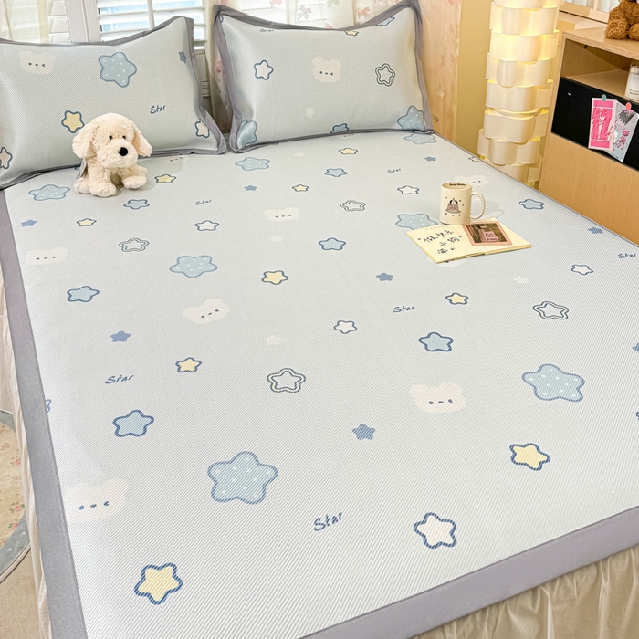 91家纺网 家纺一手货源 找家纺 川悦生活 2026新款时尚数码印花冰藤席 星塔小熊