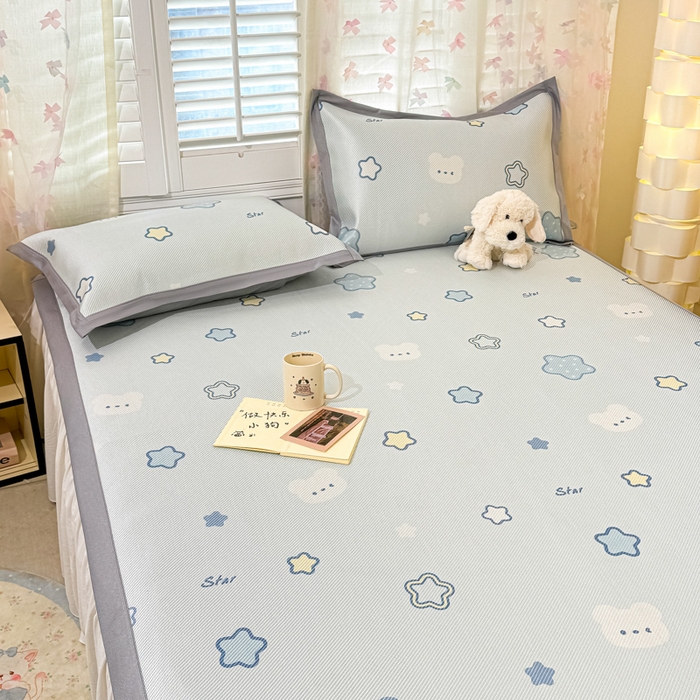 91家纺网 家纺一手货源 找家纺 川悦生活 2026新款时尚数码印花冰藤席 星塔小熊