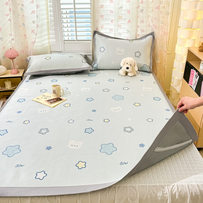 91家纺网 家纺一手货源 找家纺 川悦生活 2026新款时尚数码印花冰藤席 星塔小熊