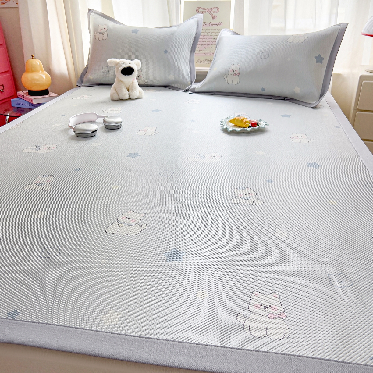 91家纺网 家纺一手货源 找家纺 川悦生活 2026新款时尚数码印花冰藤席 星月西高地