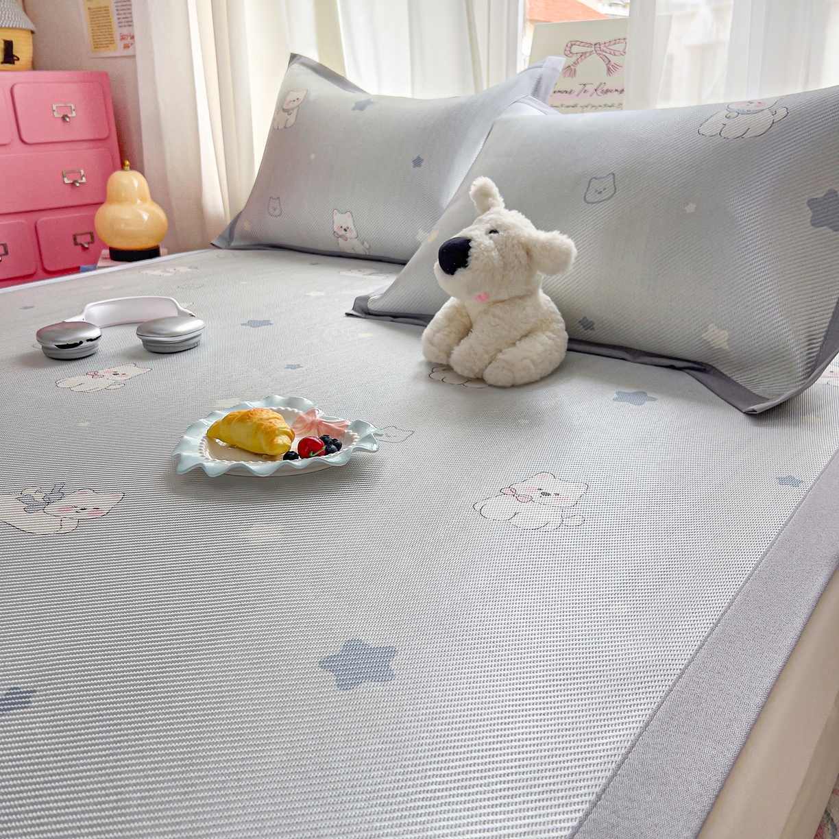 91家纺网 家纺一手货源 找家纺 川悦生活 2026新款时尚数码印花冰藤席 星月西高地