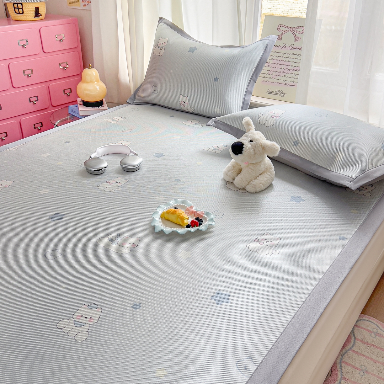 91家纺网 家纺一手货源 找家纺 川悦生活 2026新款时尚数码印花冰藤席 星月西高地