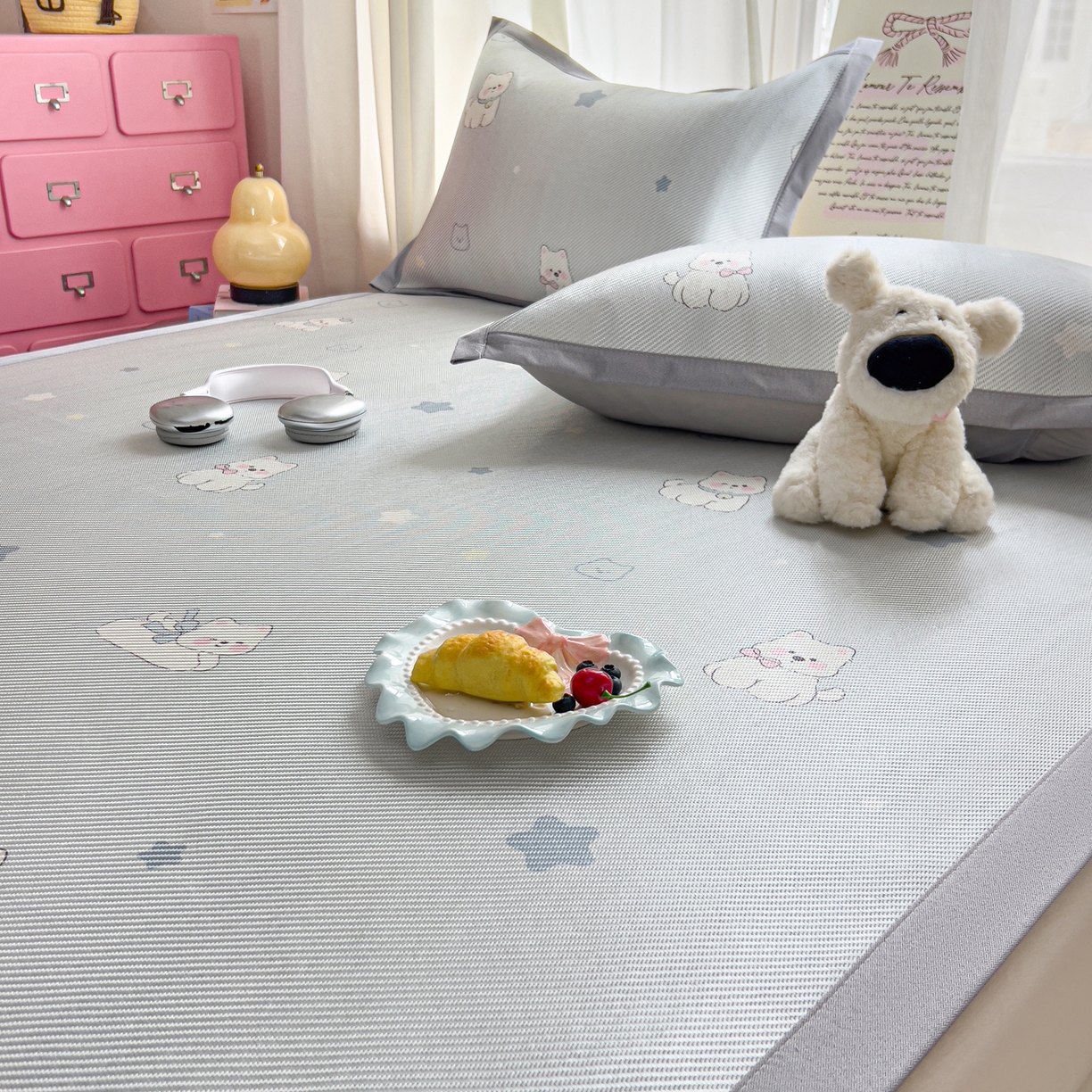 91家纺网 家纺一手货源 找家纺 川悦生活 2026新款时尚数码印花冰藤席 星月西高地