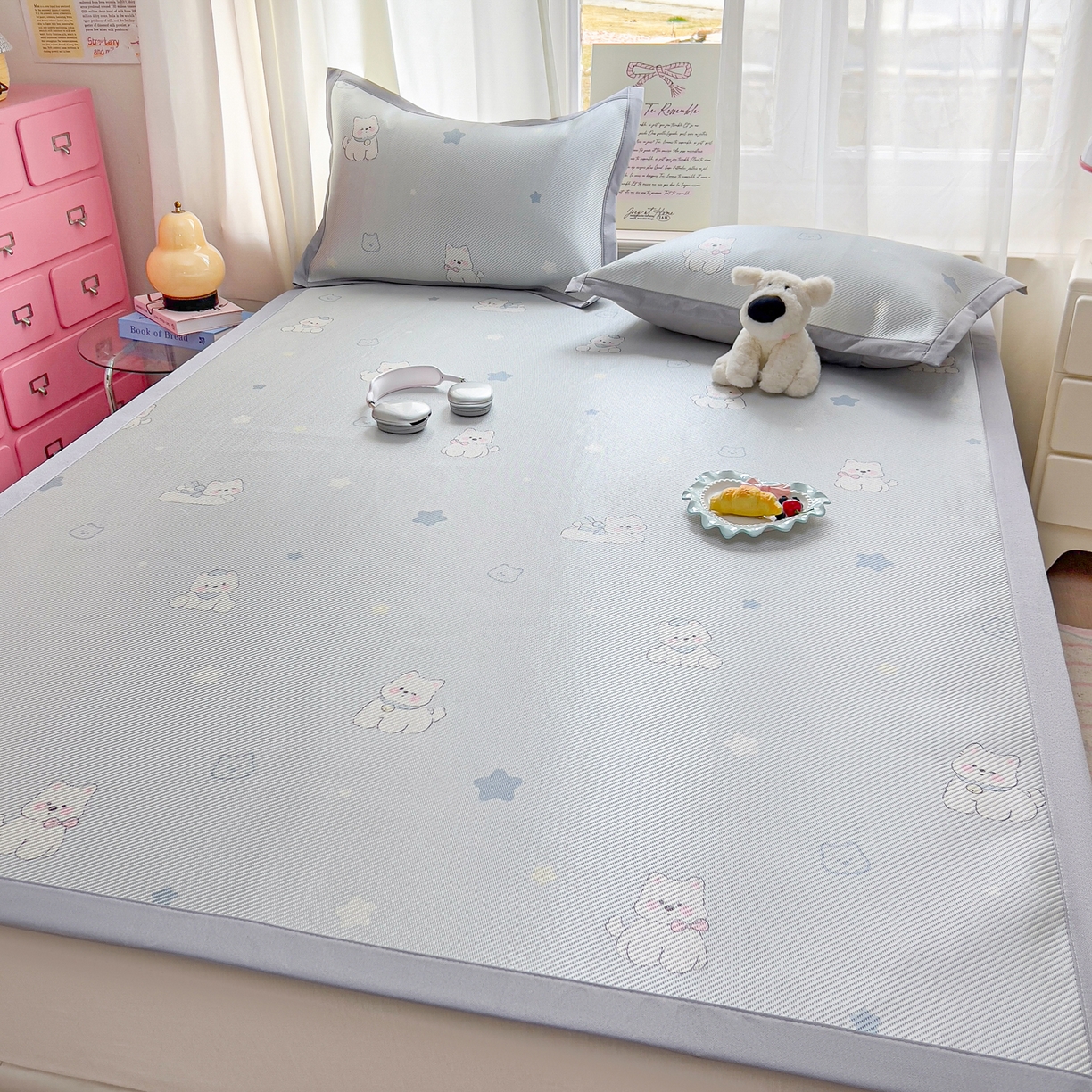 91家纺网 家纺一手货源 找家纺 川悦生活 2026新款时尚数码印花冰藤席 星月西高地