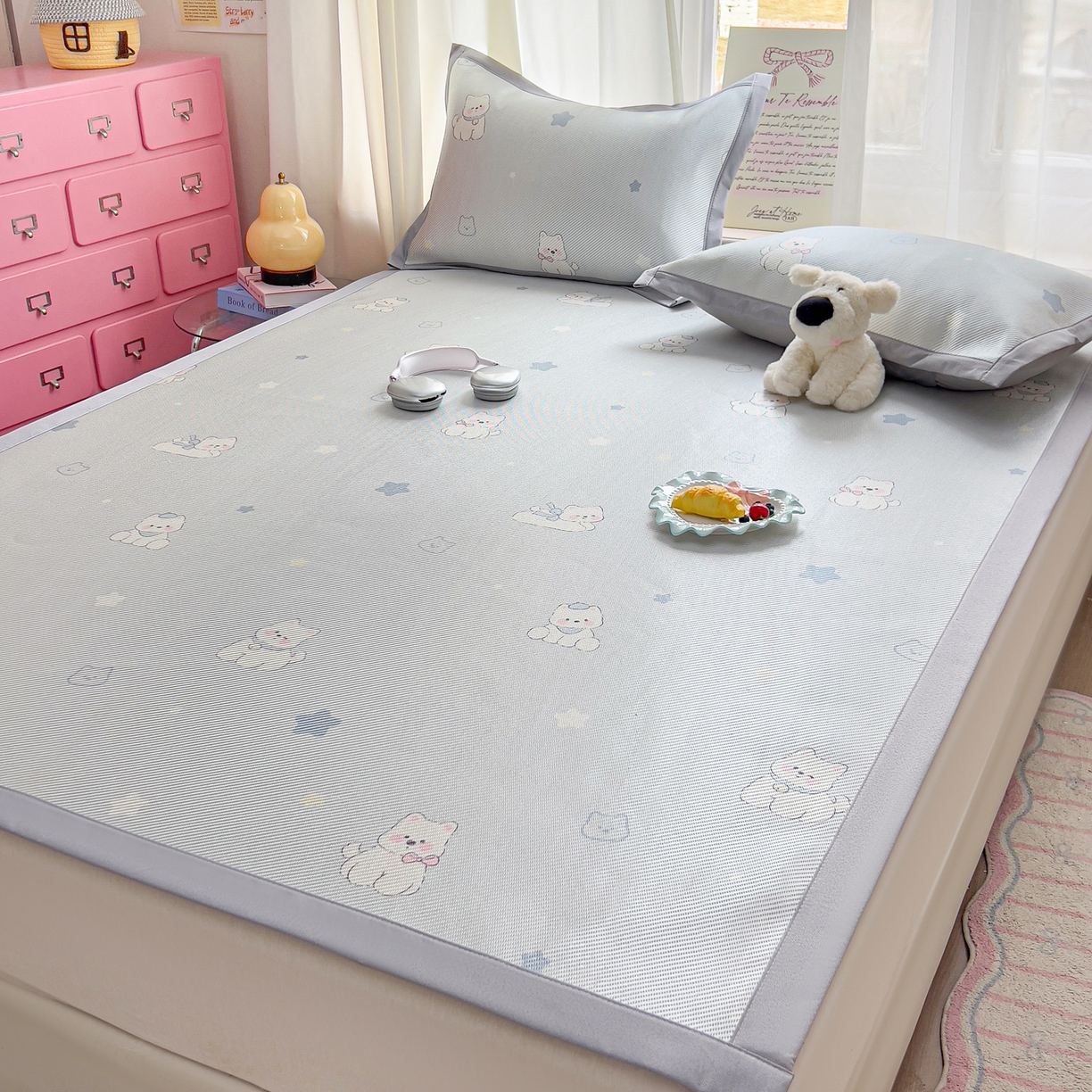 91家纺网 家纺一手货源 找家纺 川悦生活 2026新款时尚数码印花冰藤席 星月西高地