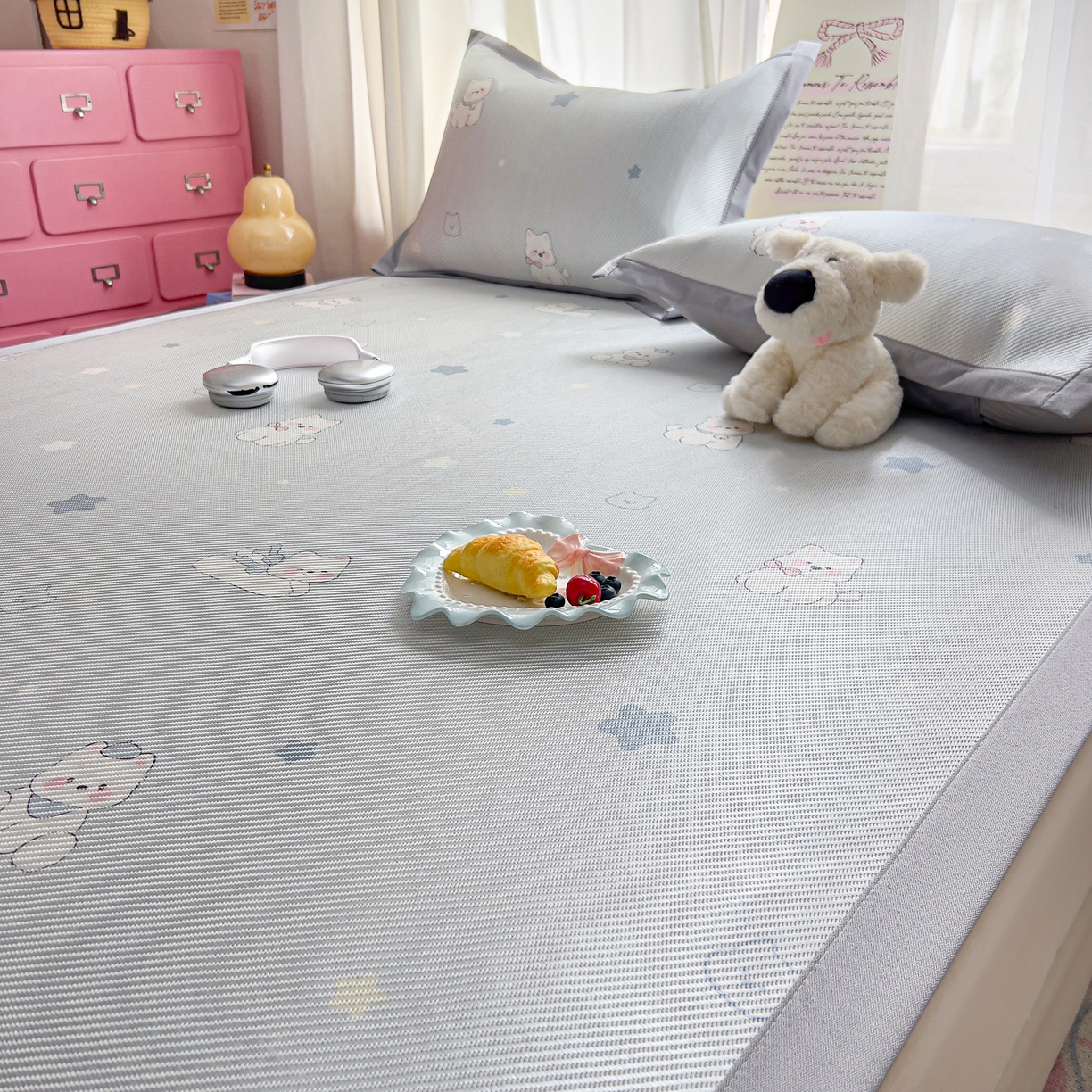 91家纺网 家纺一手货源 找家纺 川悦生活 2026新款时尚数码印花冰藤席 星月西高地