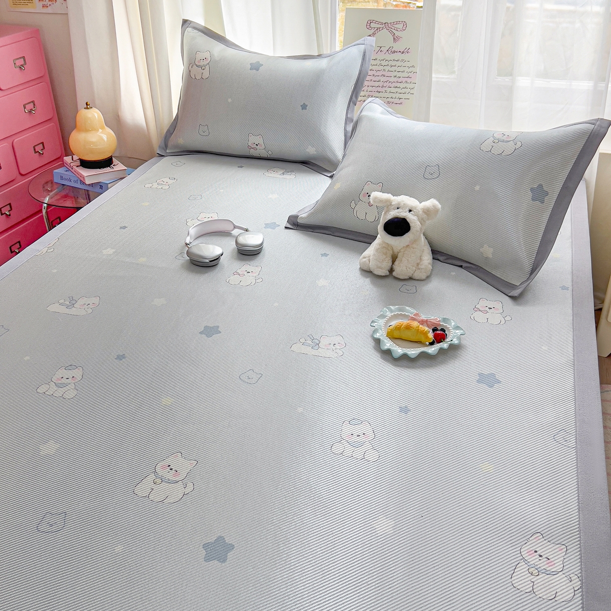 91家纺网 家纺一手货源 找家纺 川悦生活 2026新款时尚数码印花冰藤席 星月西高地