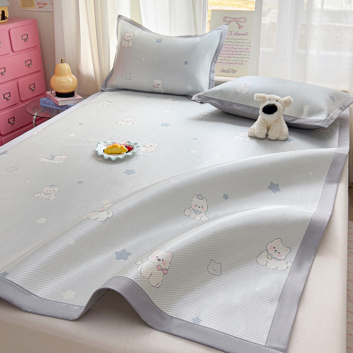 91家纺网 家纺一手货源 找家纺 川悦生活 2026新款时尚数码印花冰藤席 星月西高地