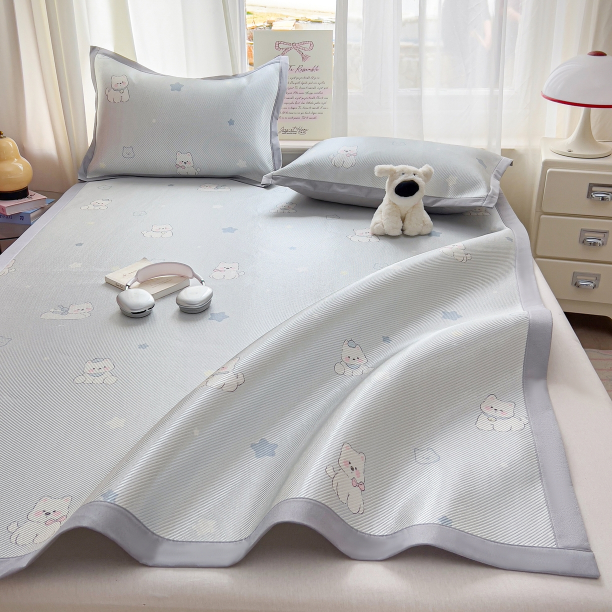 91家纺网 家纺一手货源 找家纺 川悦生活 2026新款时尚数码印花冰藤席 星月西高地