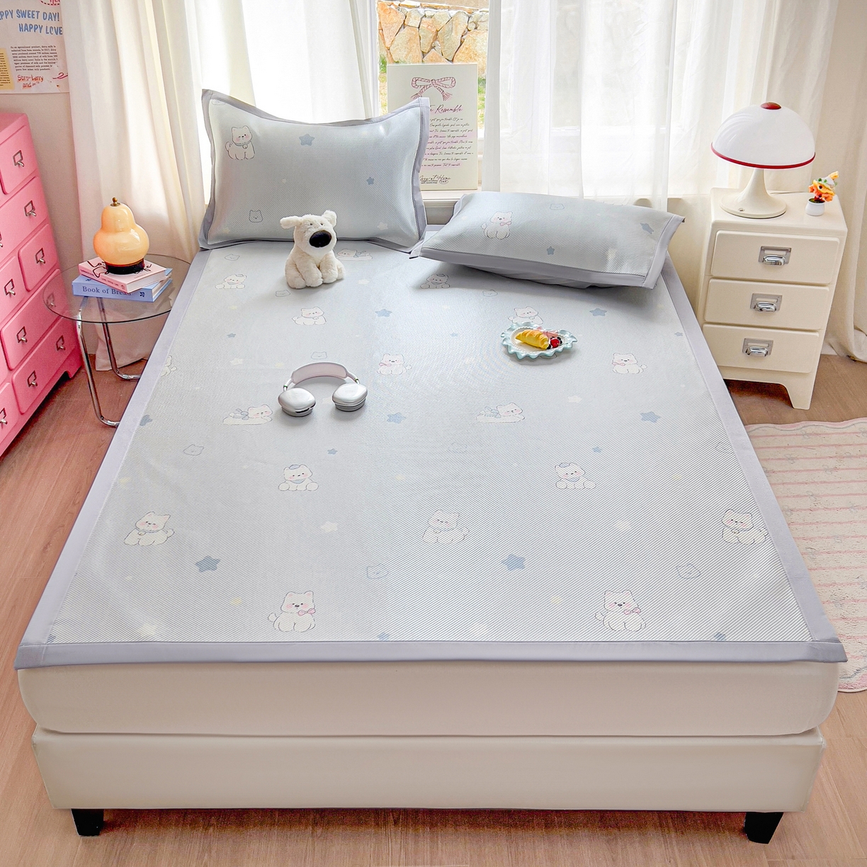 91家纺网 家纺一手货源 找家纺 川悦生活 2026新款时尚数码印花冰藤席 星月西高地