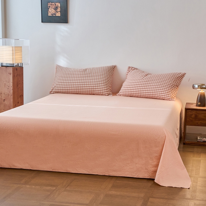 91家纺网 家纺一手货源 找家纺 春皖家纺 2026春夏新款全棉纯棉水洗棉四件套 素雅-玉格