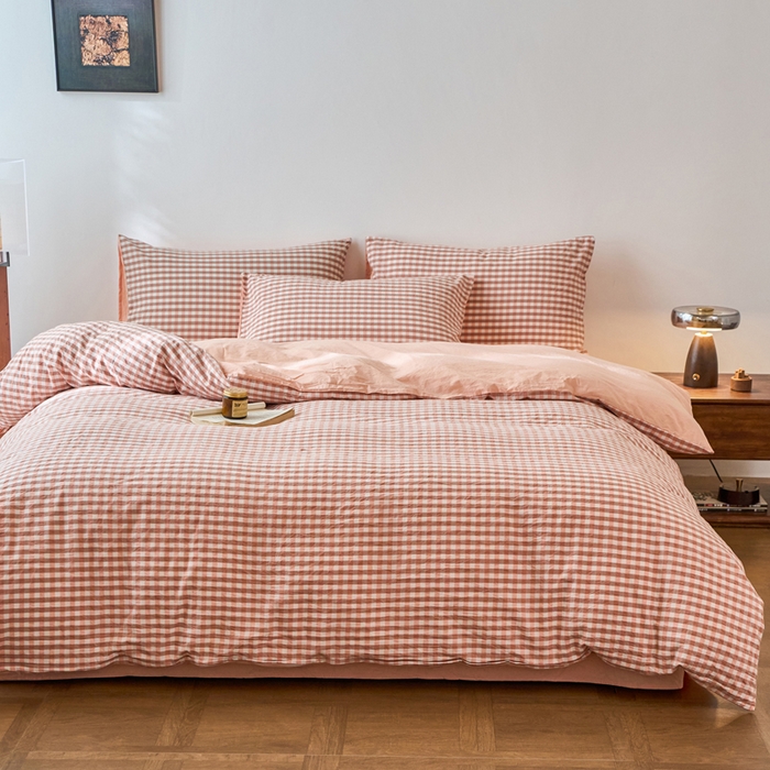 91家纺网 家纺一手货源 找家纺 春皖家纺 2026春夏新款全棉纯棉水洗棉四件套 素雅-玉格