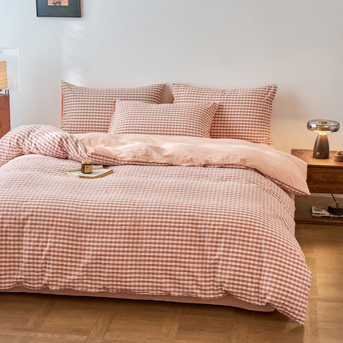 91家纺网 家纺一手货源 找家纺 春皖家纺 2026春夏新款全棉纯棉水洗棉四件套 素雅-玉格