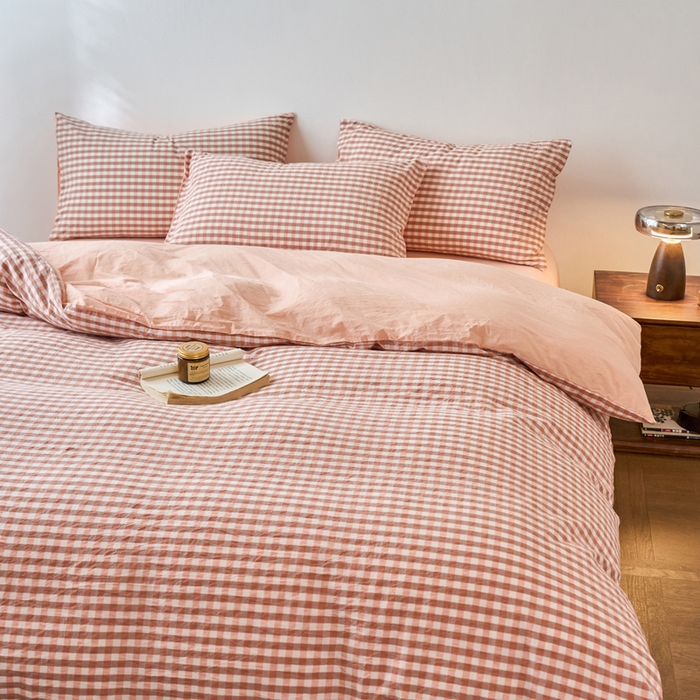 91家纺网 家纺一手货源 找家纺 春皖家纺 2026春夏新款全棉纯棉水洗棉四件套 素雅-玉格