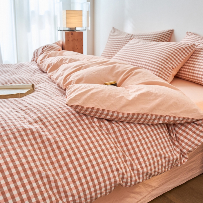 91家纺网 家纺一手货源 找家纺 春皖家纺 2026春夏新款全棉纯棉水洗棉四件套 素雅-玉格