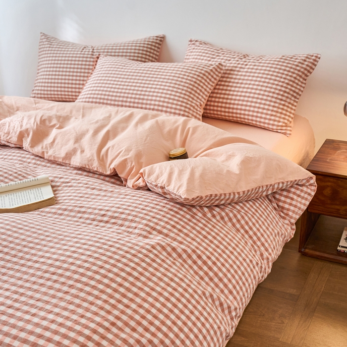 91家纺网 家纺一手货源 找家纺 春皖家纺 2026春夏新款全棉纯棉水洗棉四件套 素雅-玉格