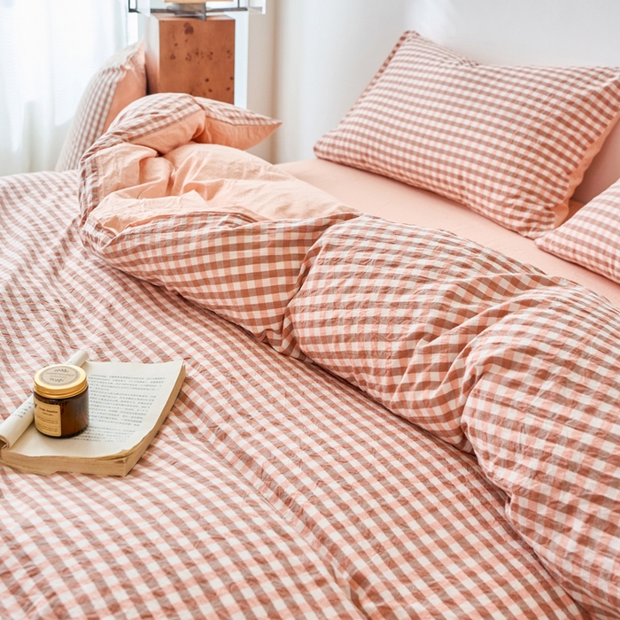 91家纺网 家纺一手货源 找家纺 春皖家纺 2026春夏新款全棉纯棉水洗棉四件套 素雅-玉格