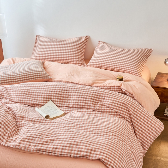 91家纺网 家纺一手货源 找家纺 春皖家纺 2026春夏新款全棉纯棉水洗棉四件套 素雅-玉格