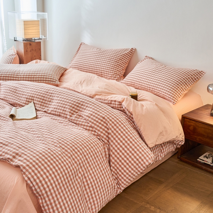 91家纺网 家纺一手货源 找家纺 春皖家纺 2026春夏新款全棉纯棉水洗棉四件套 素雅-玉格