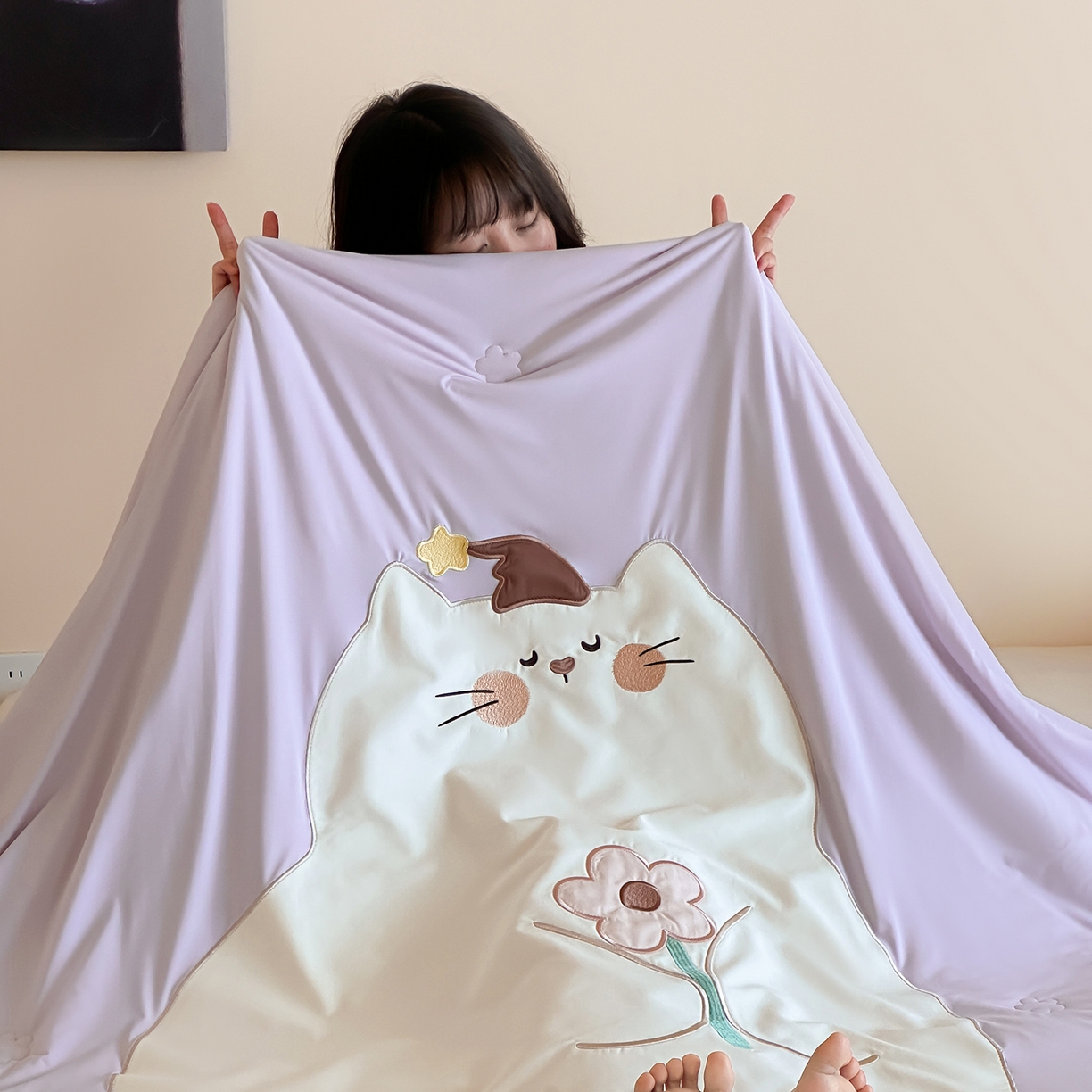 傲蕾良品 2026新款冰冰鸭即刻凉感夏被-成人尺寸 治愈猫咪