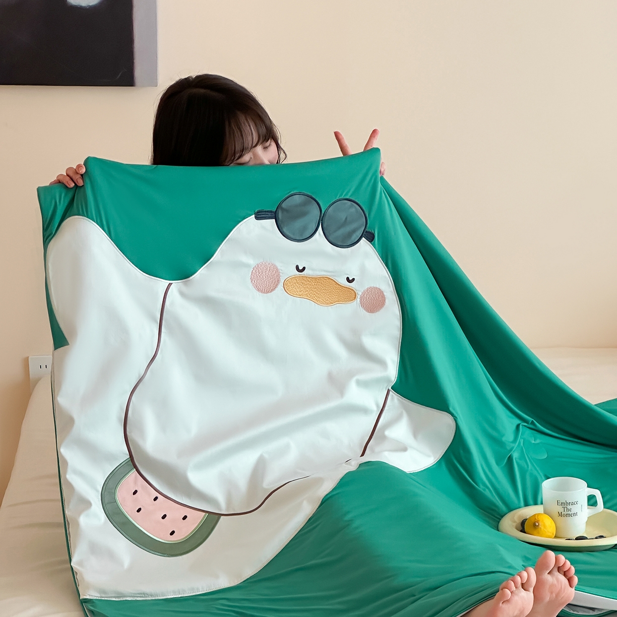 傲蕾良品 2026新款冰冰鸭即刻凉感夏被-成人尺寸 西瓜鸭鸭