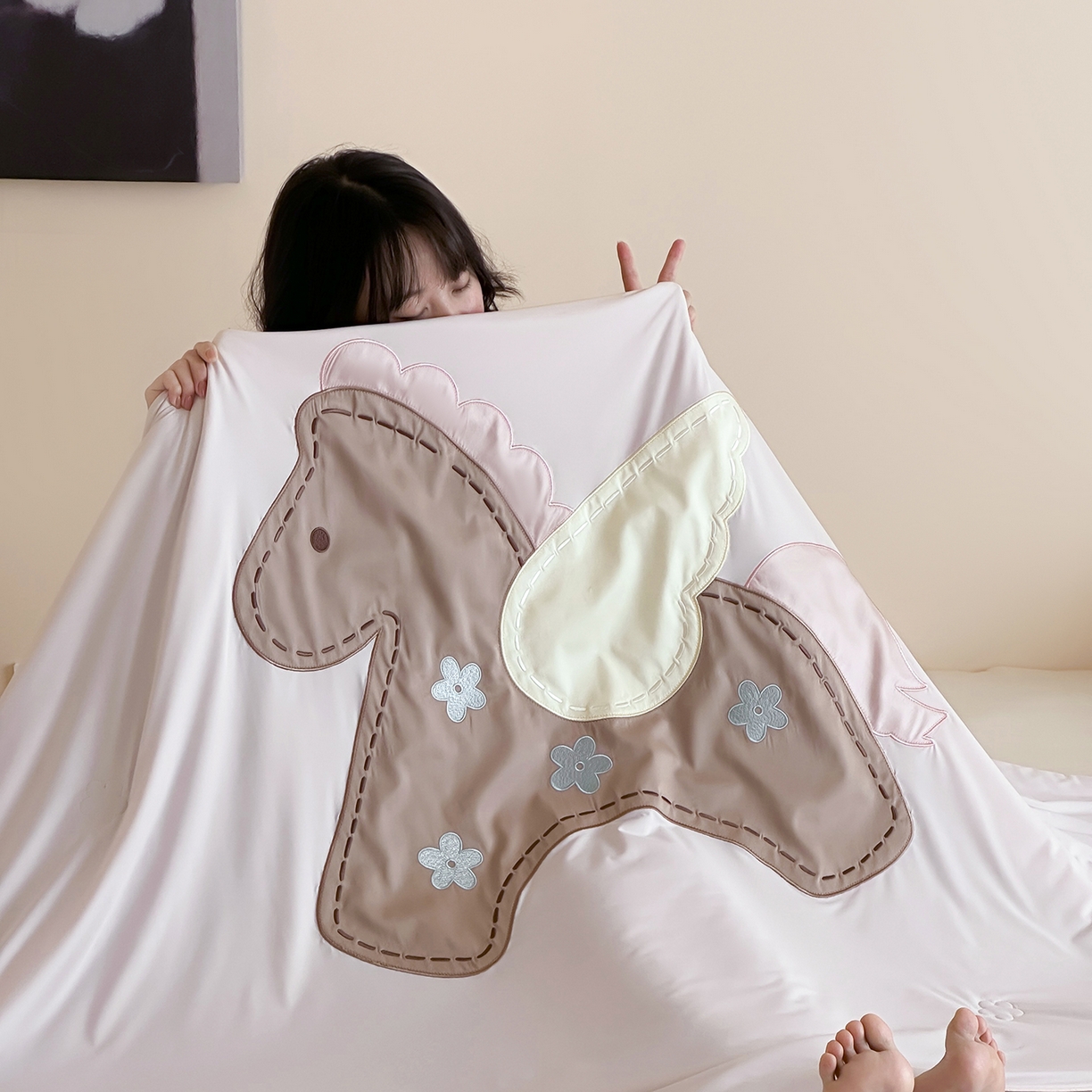 傲蕾良品 2026新款冰冰鸭即刻凉感夏被-成人尺寸 小马哒哒