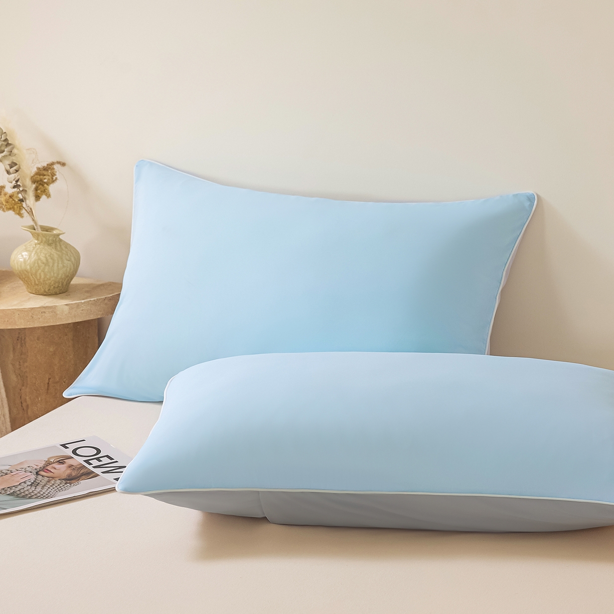 91家纺网 家纺一手货源 找家纺 寐眠 2026新款凉感纯色双拼夏被夏凉被空调被-风格二 云屿冰蓝