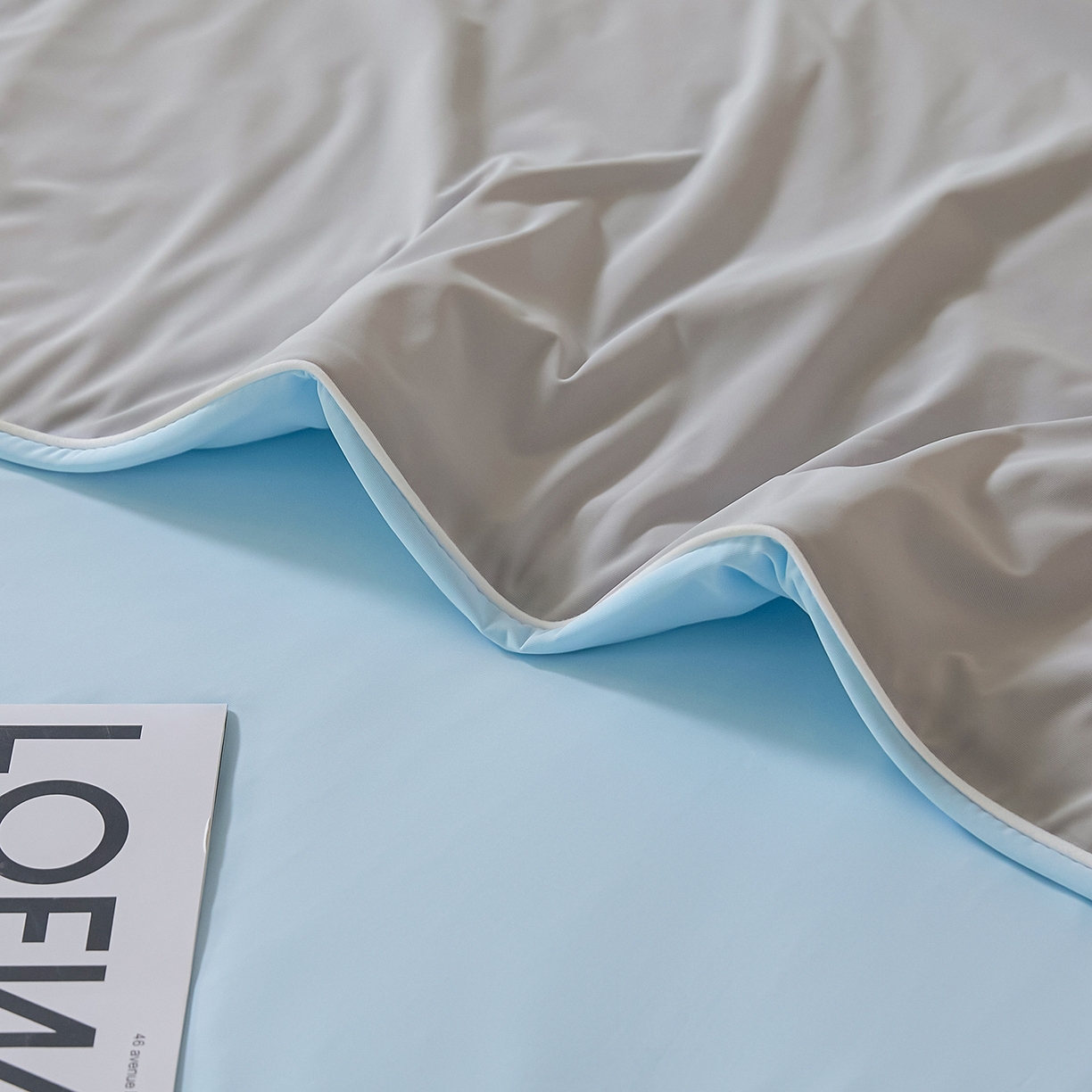 91家纺网 家纺一手货源 找家纺 寐眠 2026新款凉感纯色双拼夏被夏凉被空调被-风格二 云屿冰蓝