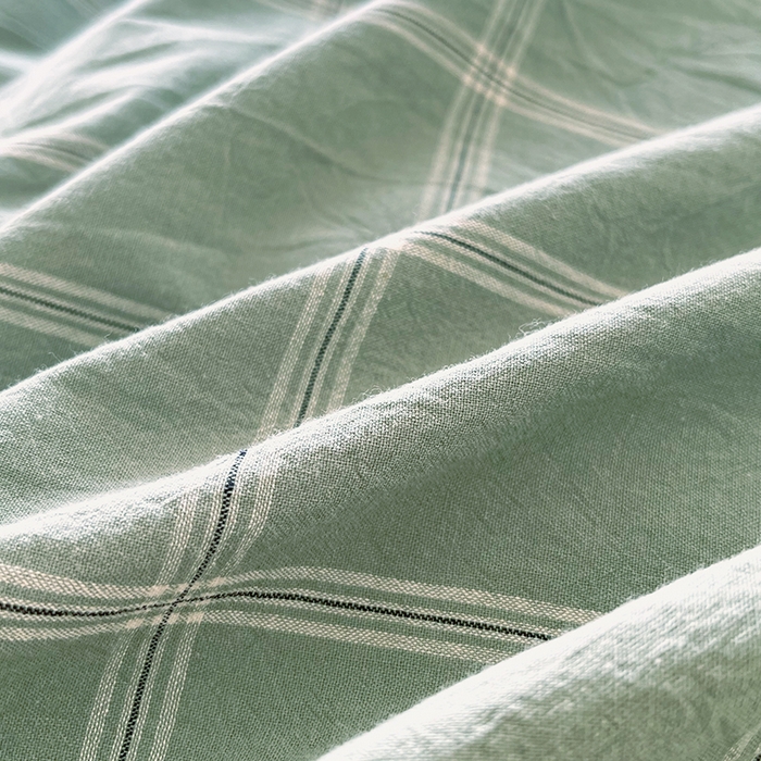 91家纺网 家纺一手货源 找家纺 春皖家纺 2026春夏新款全棉纯棉水洗棉四件套 素雅-韵绿