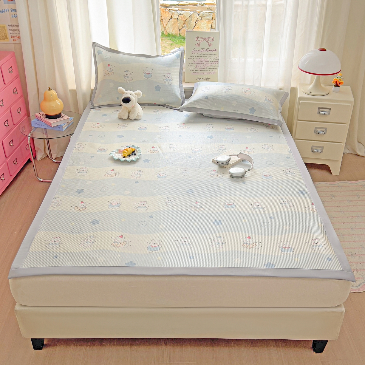 91家纺网 家纺一手货源 找家纺 川悦生活 2026新款时尚数码印花冰藤席 幸运西高地