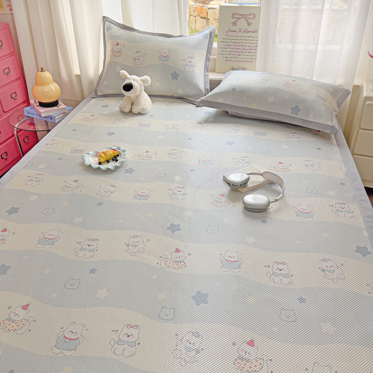 91家纺网 家纺一手货源 找家纺 川悦生活 2026新款时尚数码印花冰藤席 幸运西高地