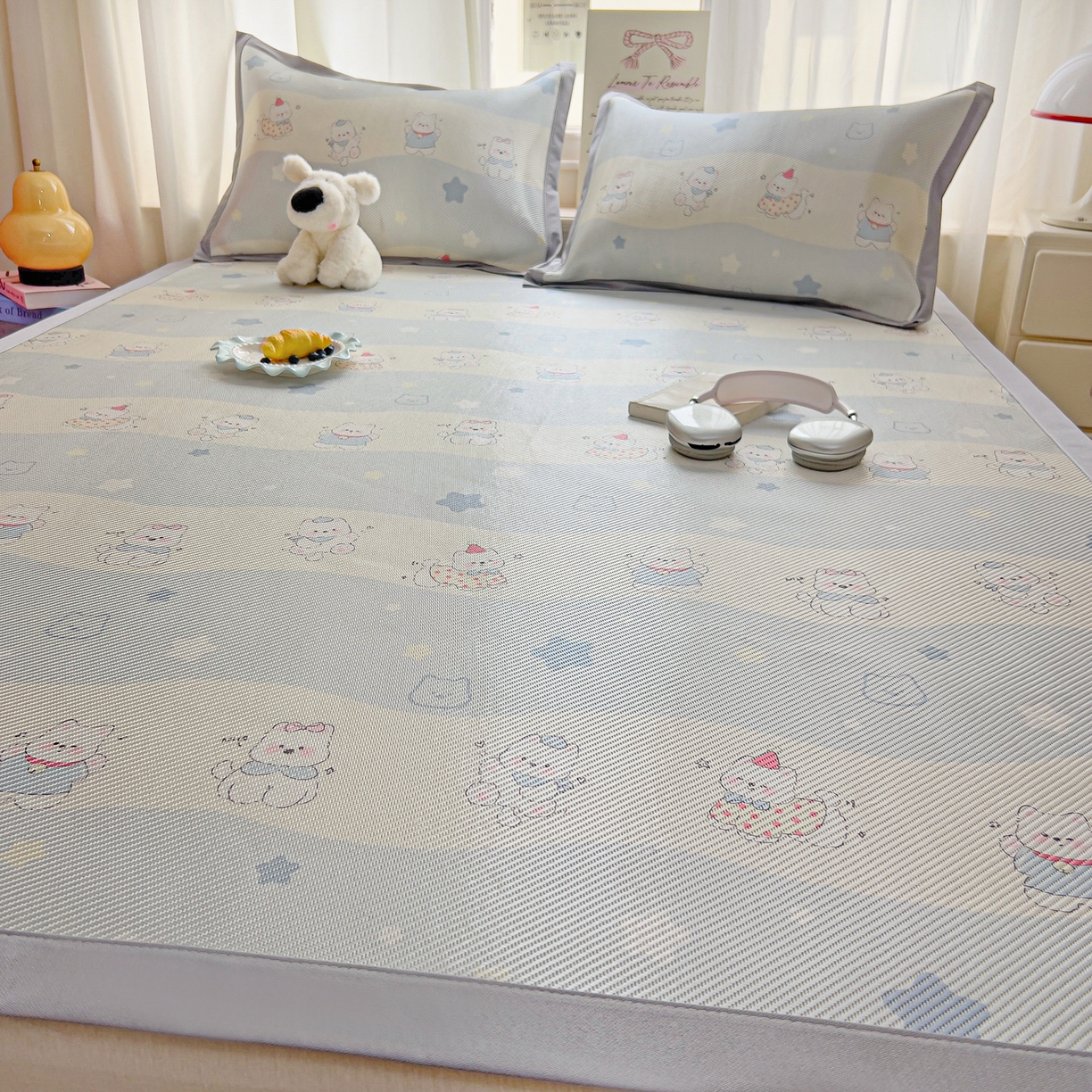 91家纺网 家纺一手货源 找家纺 川悦生活 2026新款时尚数码印花冰藤席 幸运西高地