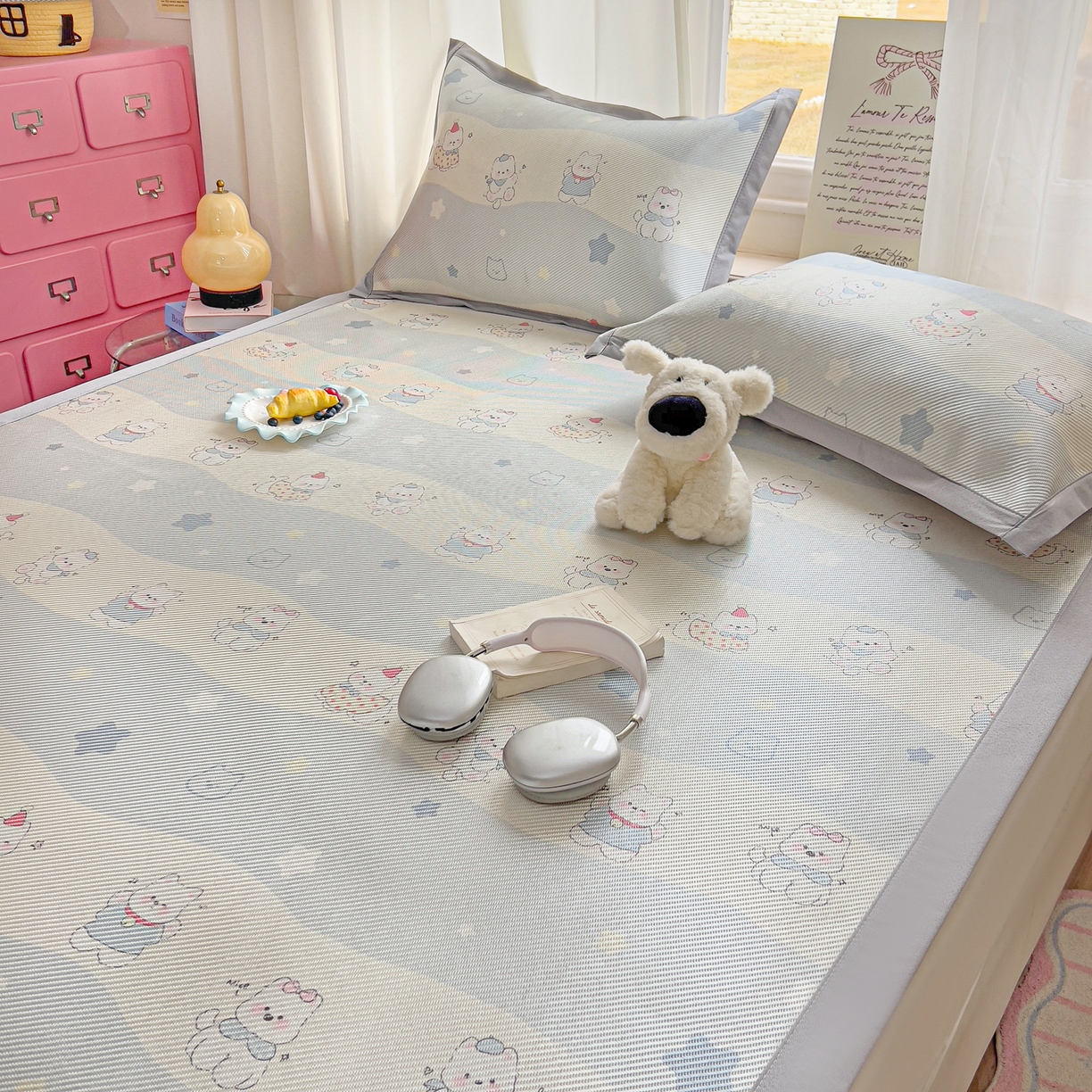 91家纺网 家纺一手货源 找家纺 川悦生活 2026新款时尚数码印花冰藤席 幸运西高地