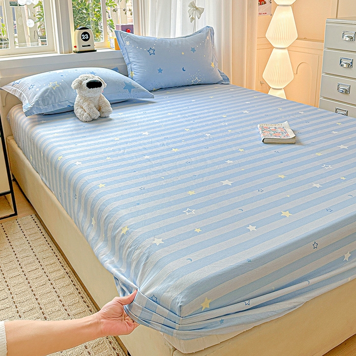 91家纺网 家纺一手货源 找家纺 依庭 2026新款12868全棉纯棉印花床笠五星集