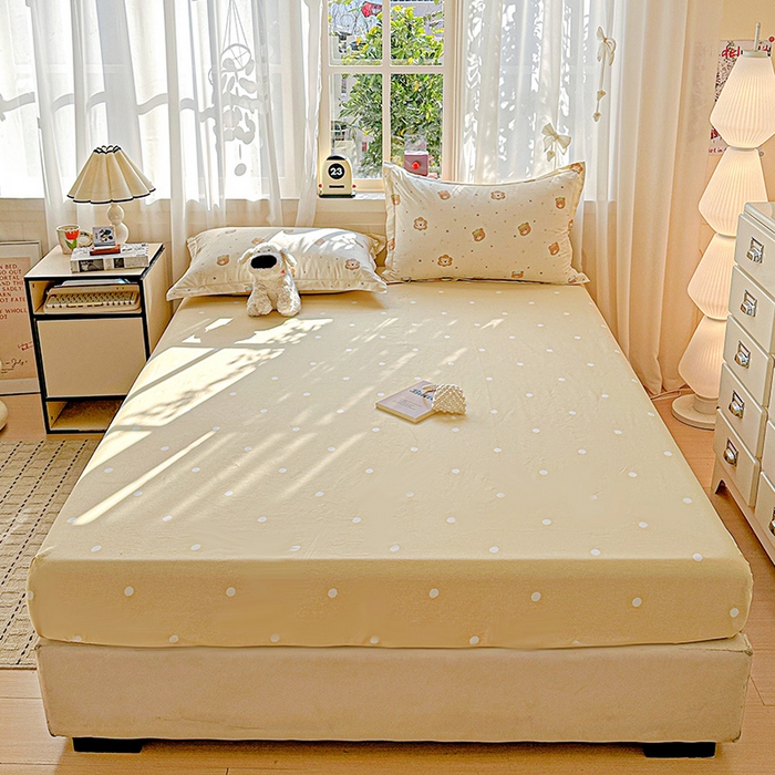 91家纺网 家纺一手货源 找家纺 依庭 2026新款12868全棉纯棉印花床笠小花熊