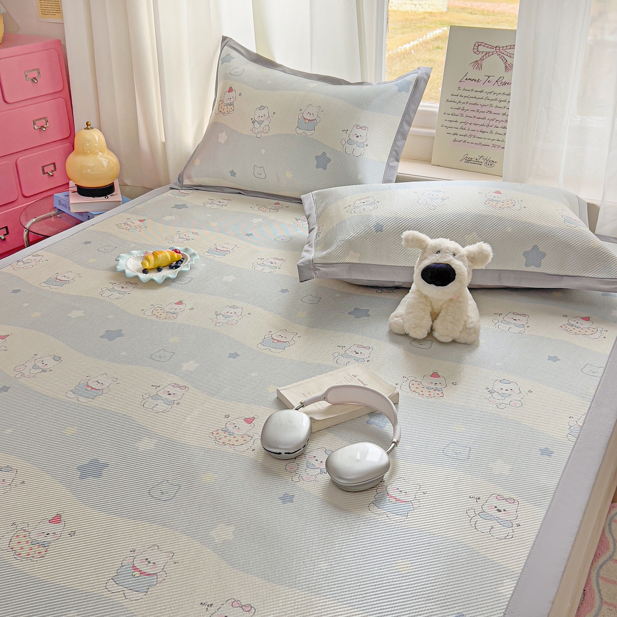 91家纺网 家纺一手货源 找家纺 川悦生活 2026新款时尚数码印花冰藤席 幸运西高地