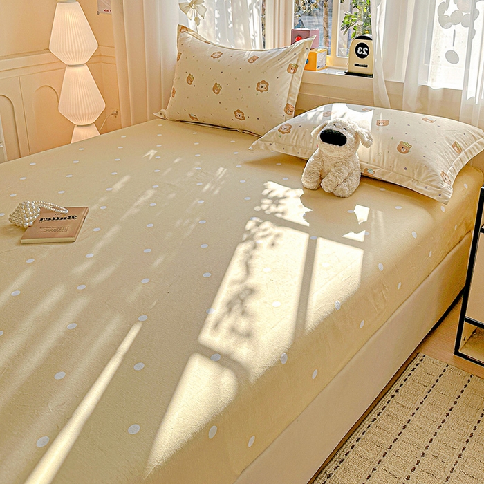 91家纺网 家纺一手货源 找家纺 依庭 2026新款12868全棉纯棉印花床笠小花熊