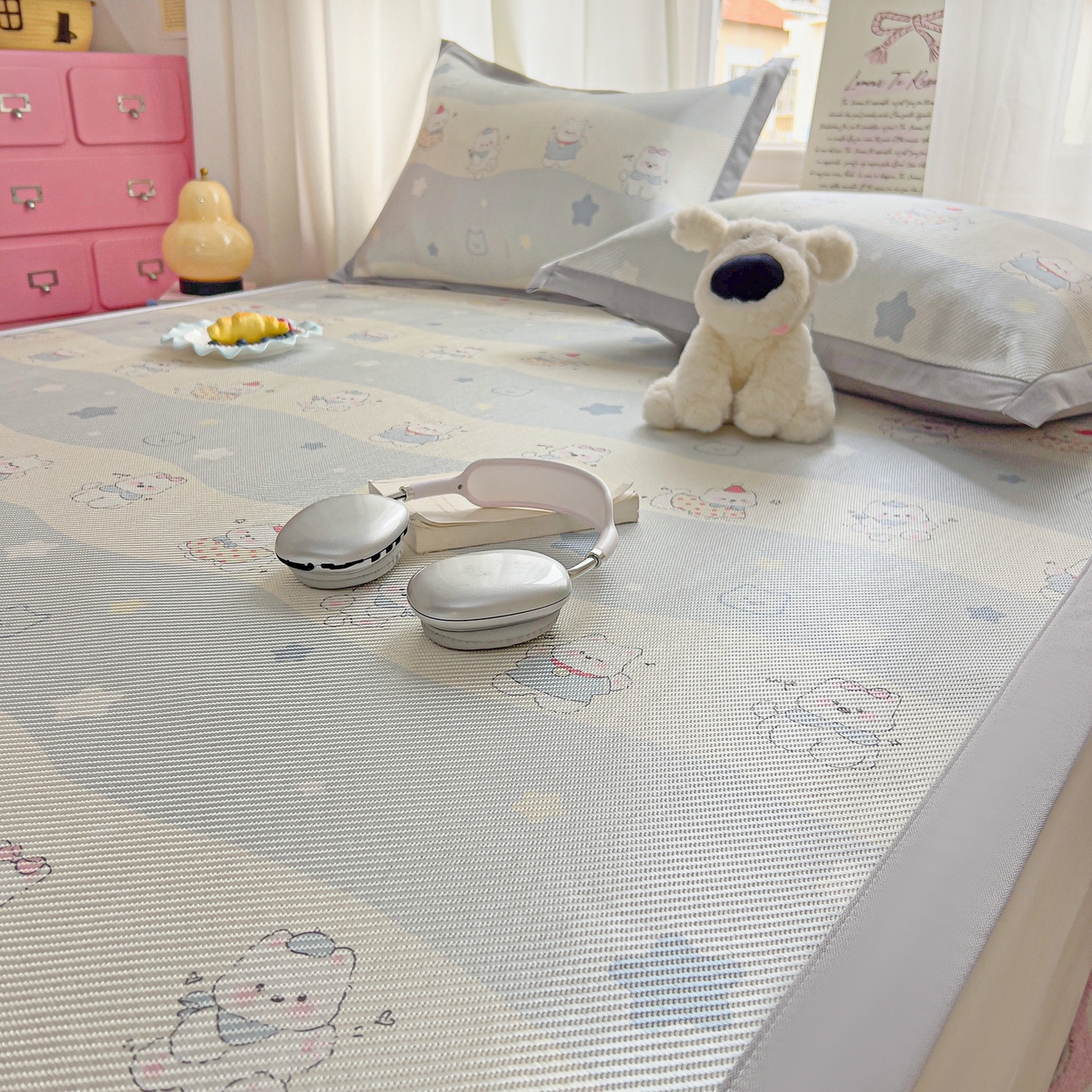 91家纺网 家纺一手货源 找家纺 川悦生活 2026新款时尚数码印花冰藤席 幸运西高地