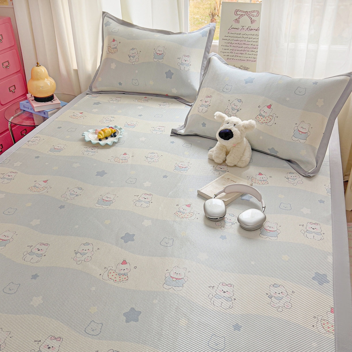 91家纺网 家纺一手货源 找家纺 川悦生活 2026新款时尚数码印花冰藤席 幸运西高地