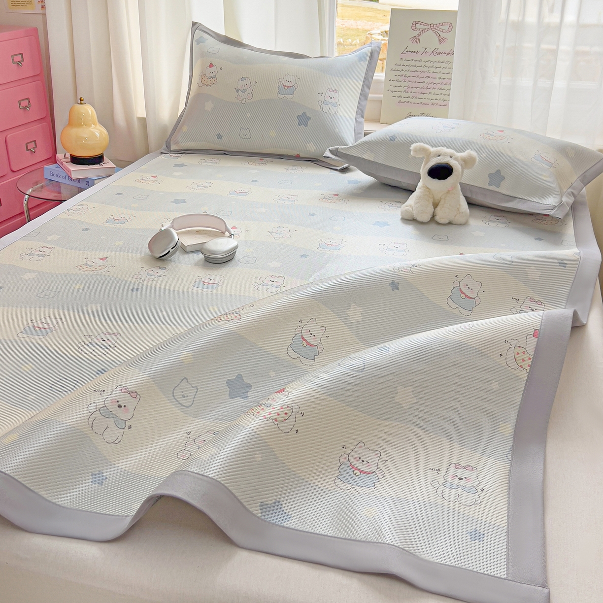 91家纺网 家纺一手货源 找家纺 川悦生活 2026新款时尚数码印花冰藤席 幸运西高地