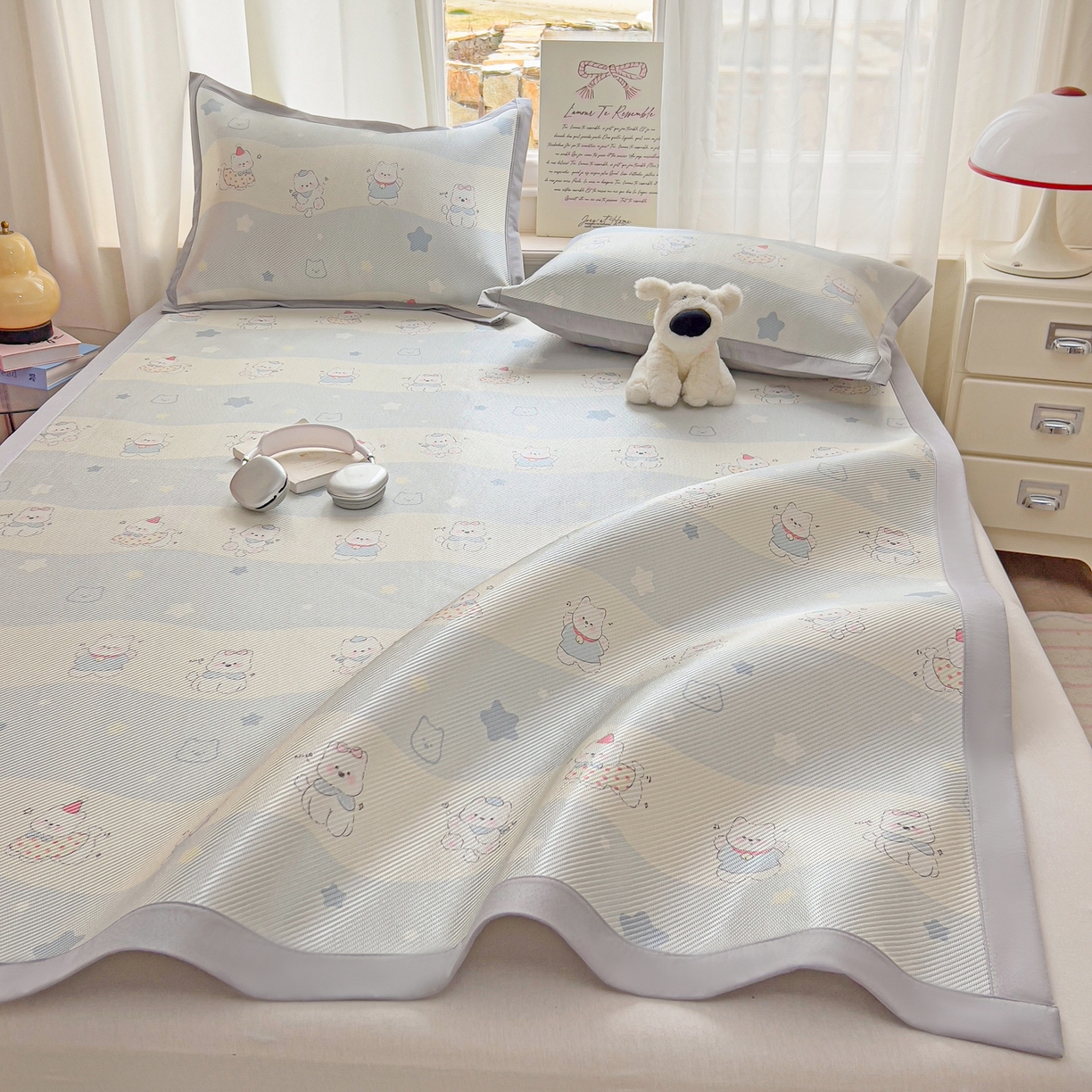 91家纺网 家纺一手货源 找家纺 川悦生活 2026新款时尚数码印花冰藤席 幸运西高地