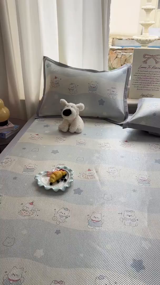 91家纺网 家纺一手货源 找家纺 川悦生活 2026新款时尚数码印花冰藤席 幸运西高地