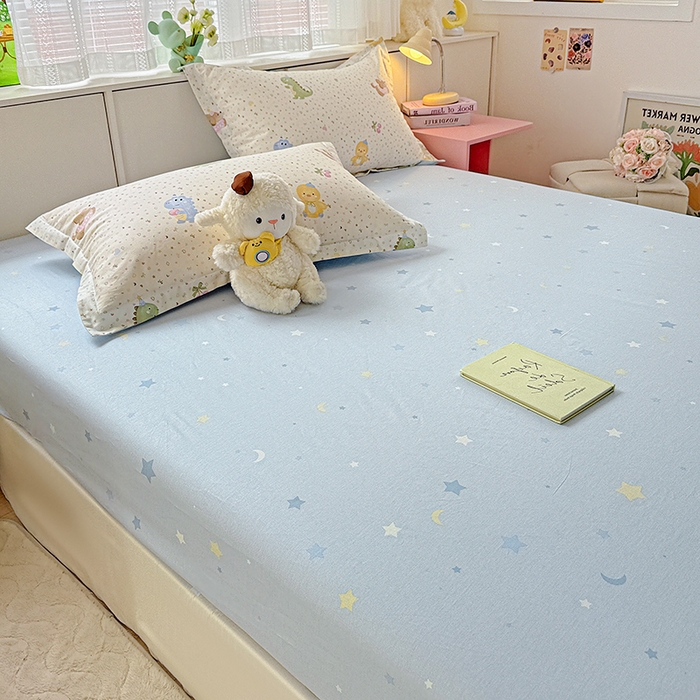 91家纺网 家纺一手货源 找家纺 依庭 2026新款12868全棉纯棉印花床笠小熊世界