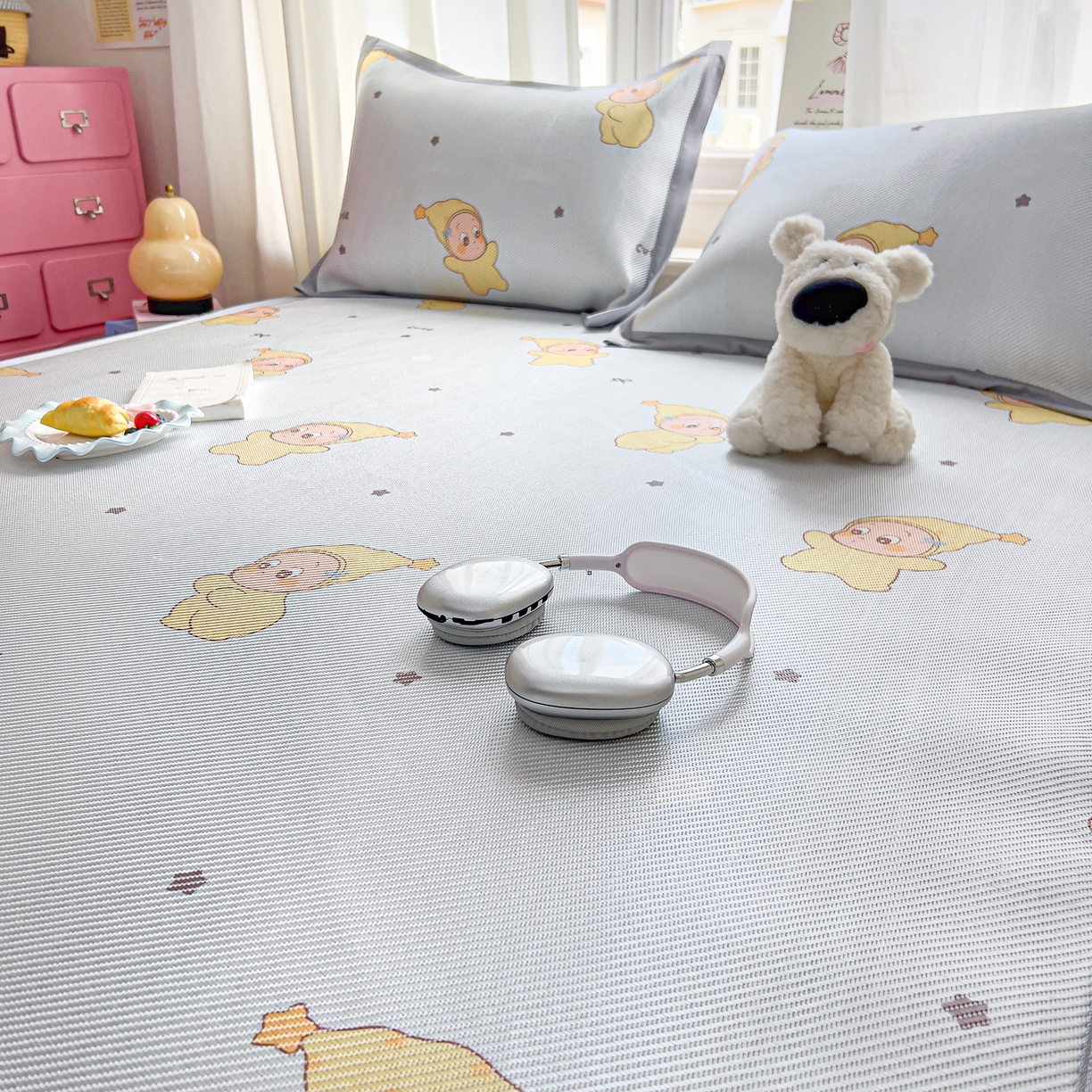 91家纺网 家纺一手货源 找家纺 川悦生活 2026新款时尚数码印花冰藤席 幸运星仔-蓝